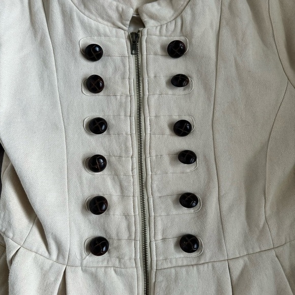 Love Dove By Punk Label Cream Ivory Military Pea Coat Size Large - Picture 3 of 5